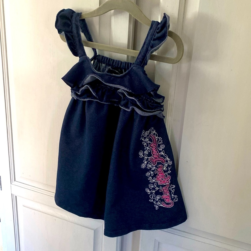 Calvin Klein Jean dress with adjustable ruffle straps 3t